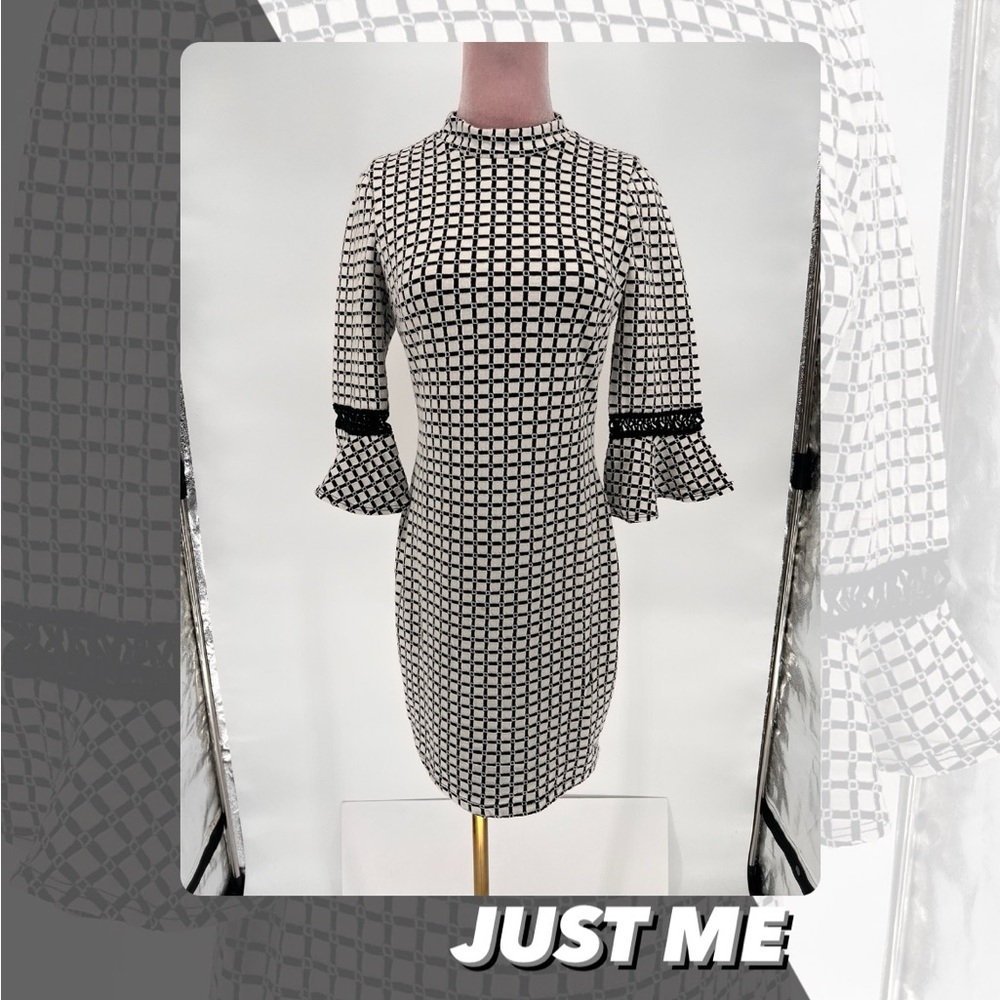 GUC Just Me Window Pane Pattern Dress